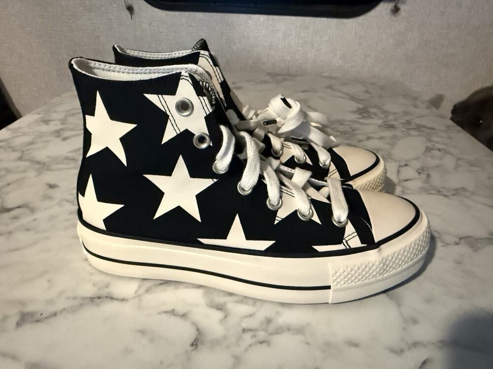 Converse Chuck Taylor All Star Lift Large Star Black Beige Women Shoes 8 A09903C